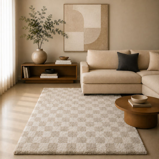 Zottelig Noelia Wohnzimmer Teppich Rechteckig Ecru Beige 120x170cm