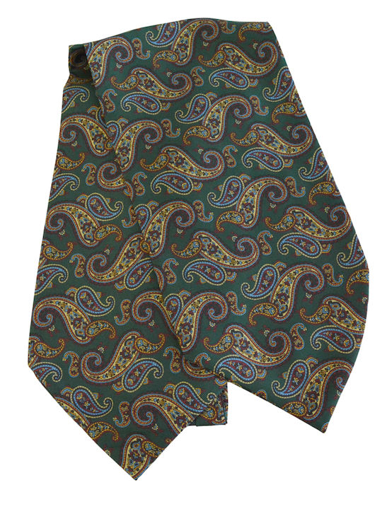 Ascot Men's Silk Tie with Printed Designs in Green Color