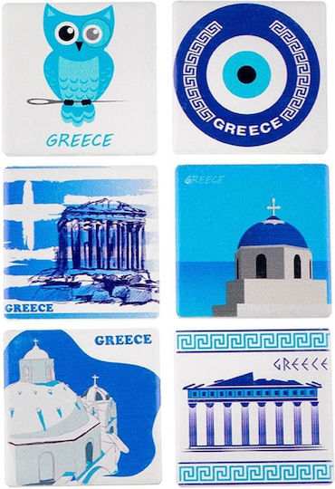 Dekorative Magnete Quadrate 6 Designs Greece 5,5x5,5cm Stück 12