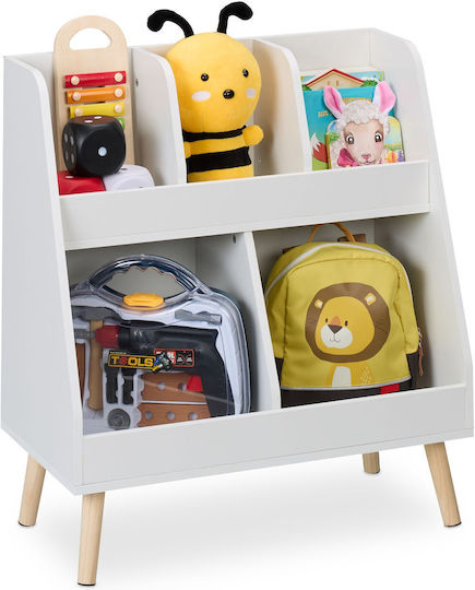 Relaxdays Toy Organizer Wooden White 66x60x30cm