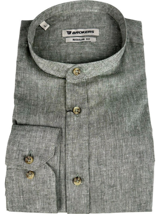 Brokers Jeans Cămașă Din In Cu Mâneca Scurtă Re...