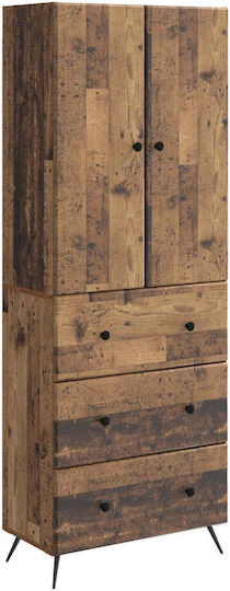 Living Room Display Cabinet Made of Wood and Metal Aged Wood 66x34.5x90cm