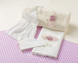 Lina Baby Set Lădopane Botez Ecru 4 Bucăți