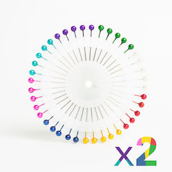 Set 80 Pinii De Cusut Cu Capete Colorate 33 Mm 8 Culori Suport Cusut Croitorie
