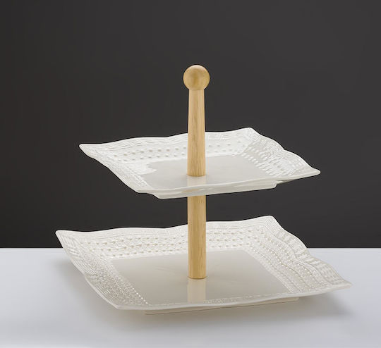 Porcelain Tiered Appetizer Stand White Diameter 26xHeight 24cm P26xL26xH24cm