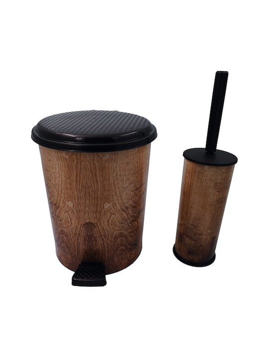 Klikareto Plastic Set Bathroom Trash Can and Ba...