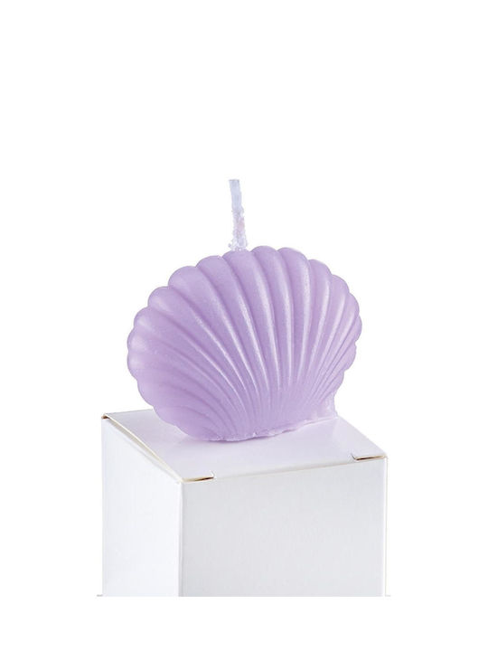 Lilac Shell Candles 6x4cm Box 5x5x5cm Set of 12 Pieces