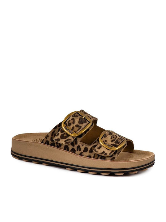 Fantasy Sandals Leather Women's Flat Sandals Brown