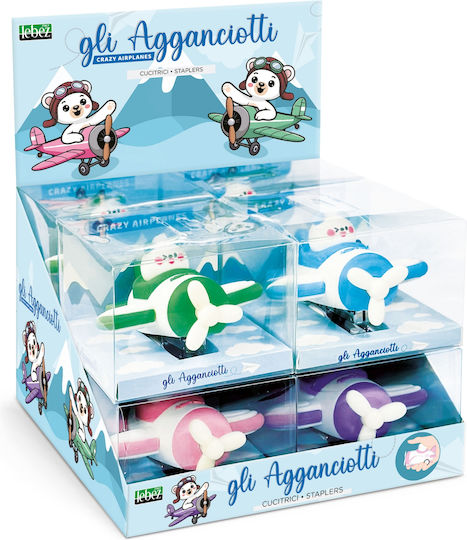 Crazy Airplanes Stapler 4 Colors 8 Pcs Display