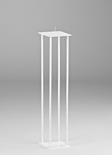 Μεταλλικος Κηροστατης Λευκος 14x14x60cm