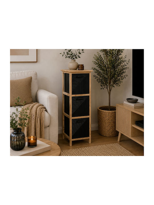 Wooden Storage Drawers with 3 Drawers L25xW25xH77cm
