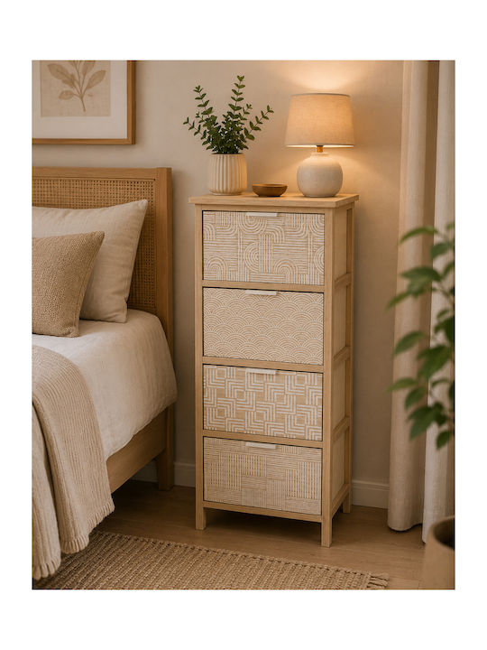 Wooden Storage Drawers with 4 Drawers L37.5xW27.5xH86cm