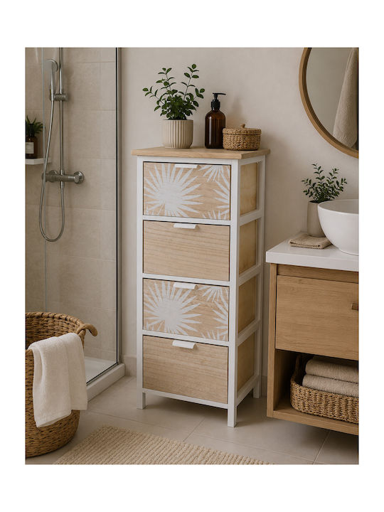 Wooden Storage Drawers with 4 Drawers L37.5xW27.5xH86cm