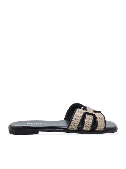 Infinity Leather Black Sandals
