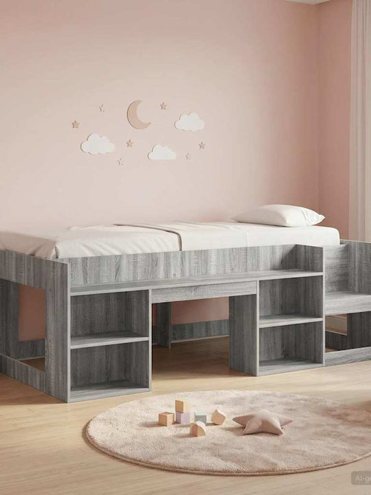 Kids Single Classic Bed with Gray Storage Space