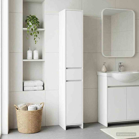 vidaXL Στήλη Μπάνιου Δαπέδου Μ30xΒ33xΥ190cm Λευκή