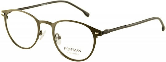 Hoffman 8375 C4 Ανδρικά Μεταλλικά Γυαλιά Οράσεως Στρόγγυλα Λαδί