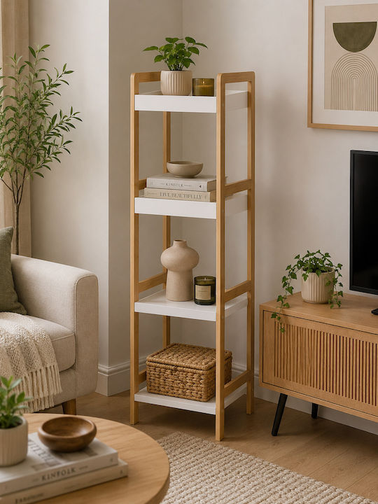 MRShome Floor Bathroom Shelf Bamboo with 4 Shelves 34x33x110cm Beige