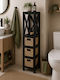 MRShome Floor Bathroom Shelf Wooden 17x24x82cm Black