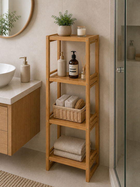 MRShome Floor Bathroom Shelf Bamboo 33x20x100cm Brown