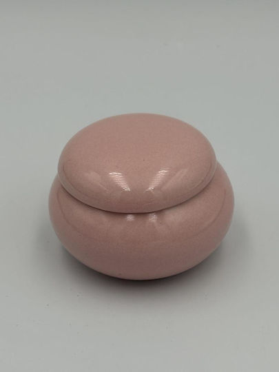 Porcelain Macaron Jewelry Box Pink Glossy Small 4.6x3