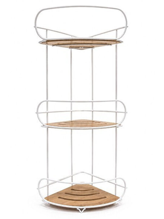 TnS Floor Bathroom Shelf Metallic 21x21x57cm White