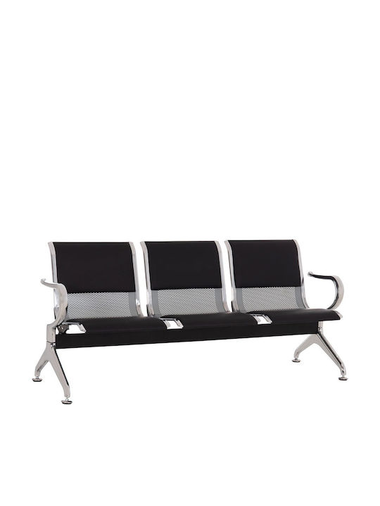 Dreisitziger Wartesessel in Schwarz Farbe 172x55x76cm