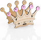Wooden Crown Wedding Favor Pink 10x4 5x6cm Per Set 12 Pieces