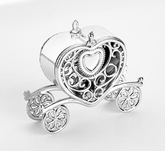 Wedding Favor Acrylic Silver Heart Carriage 10.5x3.5x9cm Per Set 12 Pieces