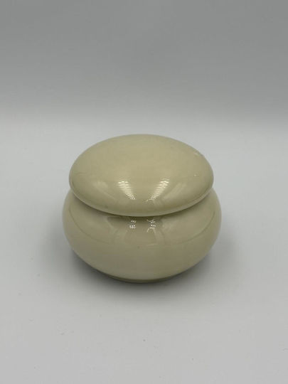Porcelain Macaron Jewelry Box Light Olive Glossy Large 6.2x4.5