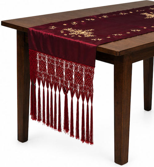 Inart Runner Burgundy-Golden 45x140cm Inart Runner Burgundy-Golden 45x140cm