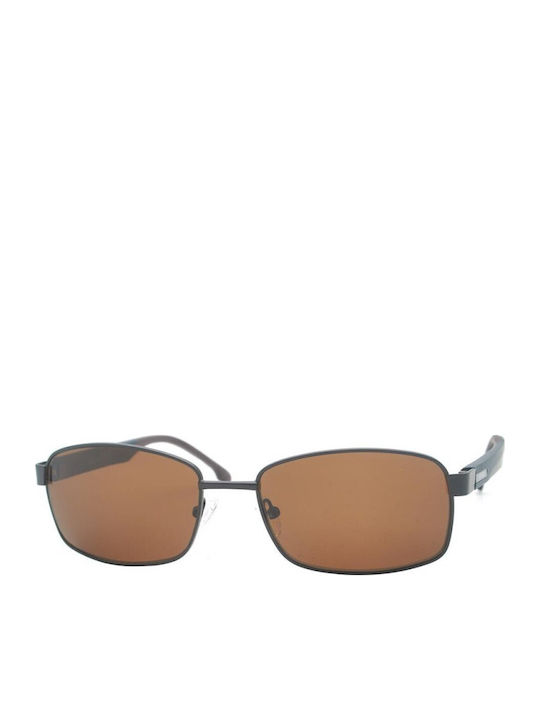 Hoffman Unisex Sunglasses with Black Frame and Brown Lens HF.008383