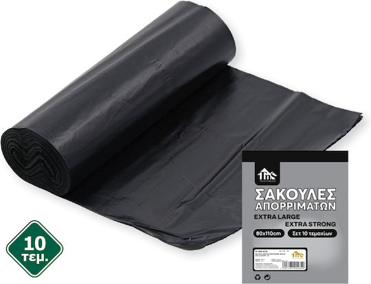 TnS Trash Bags with Handles 110x80cm 10pcs Black