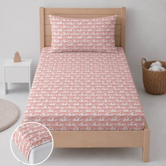 Astron Italy Сет Единични Спални Комплекти с Ластик Памучни Swan Love Swan Love 100x200см