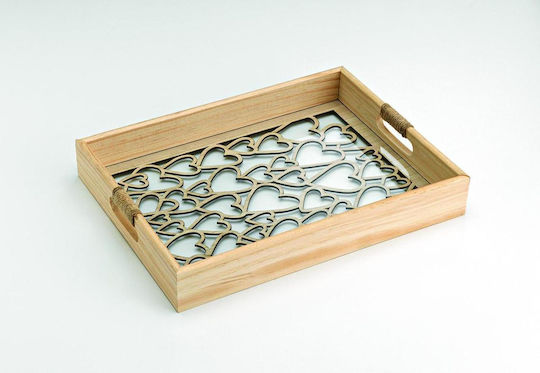 Hölzernes Tablett Parallelogramm Herzen Plexiglas 40x30x6cm