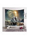 FRIPIA Decorative Tapestry Space Landscape with Planet Handmade Made of Fabric 150x130cm