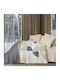 Cottonbox Set Huse Pentru Pilote 100% Bumbac 200x220cm Dublu Cu 2 Fețe De Pernă & 1 Cearceaf Bej