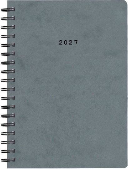 Next Ημερήσια Ατζέντα 2027 Γκρι Σπιράλ 17x25εκ. (με Προσωποποίηση)