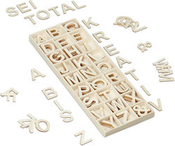 Relaxdays Wooden Letter Set 162 Pieces Beige 1.5x30x11 Cm