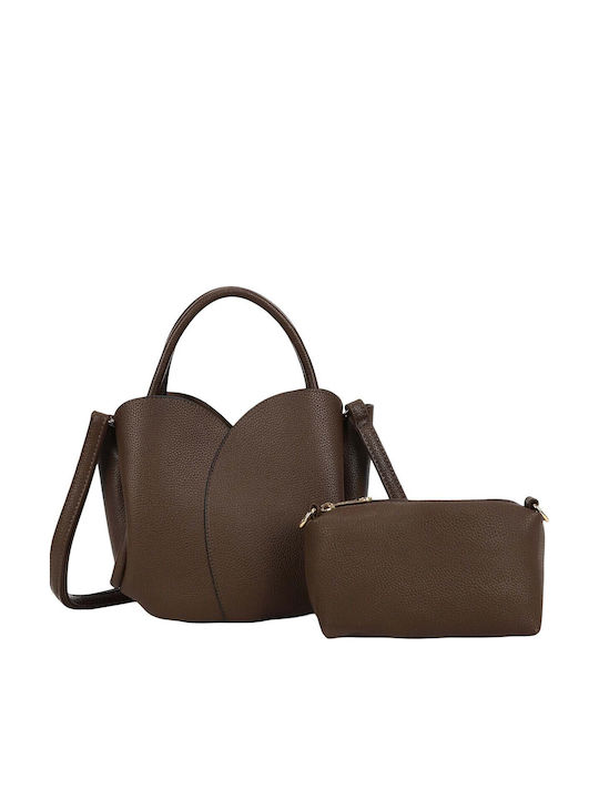 Gallantry Women's Handbag From Pétalia Collection Matching Clutch Shoulder Strap Brown
