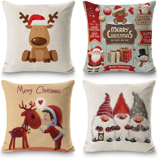Weihnachtsdekorative Kissenbezüge Set 4 Stück 50x50 cm