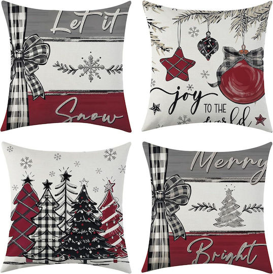 Weihnachtsdekorative Kissenbezüge Set 4 Stück 40x40 cm