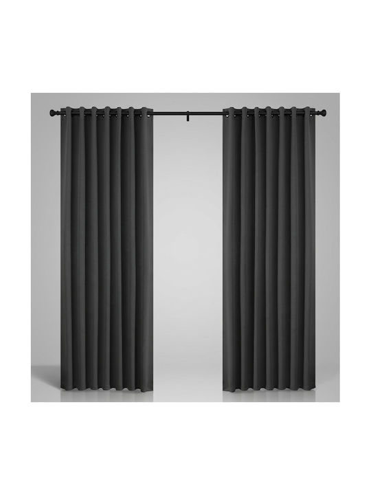 Joydeco Set Blackout Curtains with Tab Top Dark Gray 140x225cm