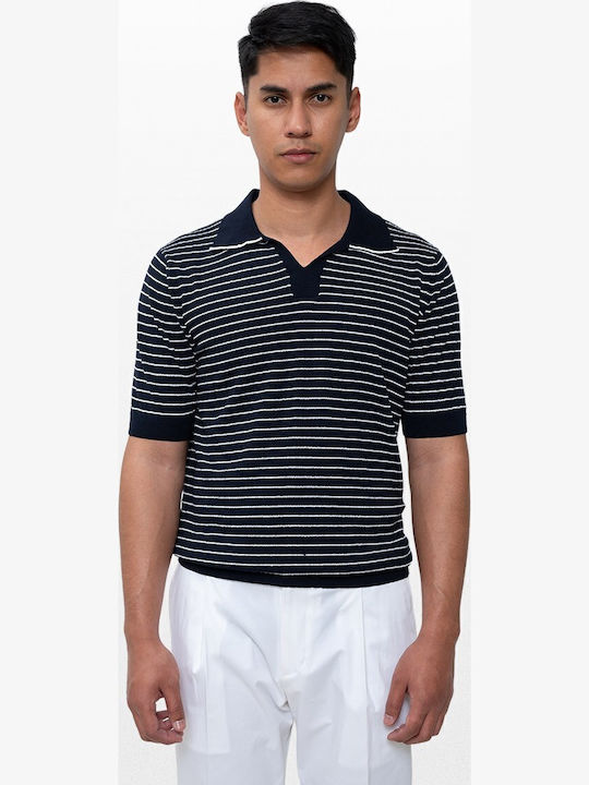 +39masq Polo Bluza Cu Mânecă Scurtă Albastră