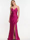 Maxi Φόρεμα Σατέν Κρουαζέ Magenta
