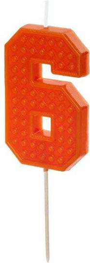 Partydeco Κερι Γενεθλιων Αριθμος 6cm Brick Νο 6 Κοκκινο