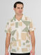 Short Sleeve Linen Shirt Beige Green