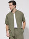 Short Sleeve Linen Shirt Khaki