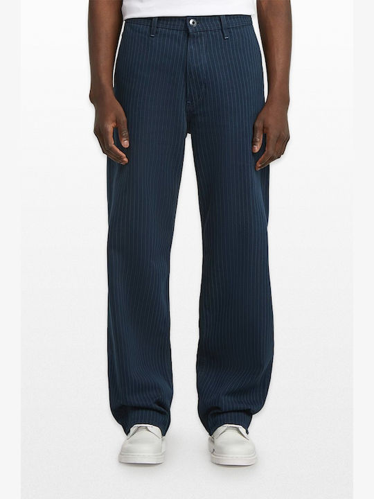 Men's Chino Trousers with Straight Leg Style Blue