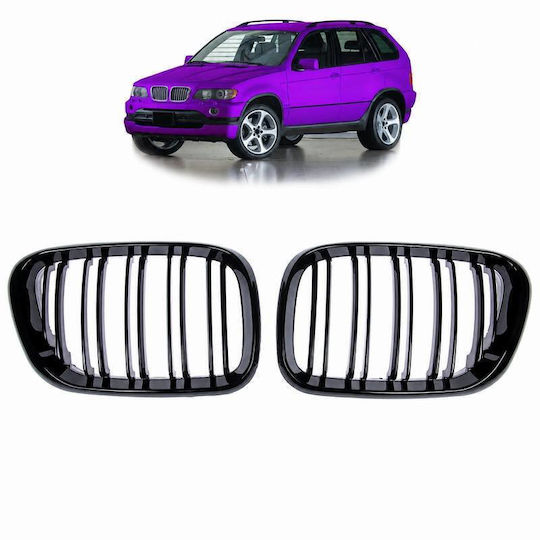 Mask Hearts BMW X5 E53 99-03 M4 Look Double Grille Black Glossy 2 Pieces